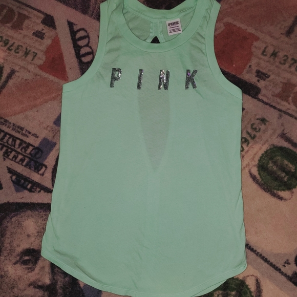 VS PINK Minty blingy tank top cut out in back - Picture 8 of 16
